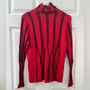 Vintage Red Striped Turtleneck Long Sleeve